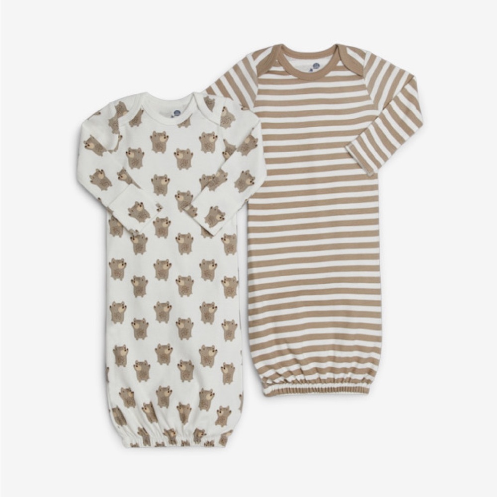 Small Story baby Gown Set with Bear and Stripes